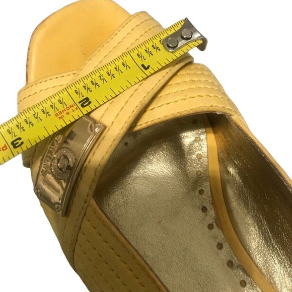 Massimo Santini Womens 6 Yellow Wedge Buckle Cork Slingback Sandals Italy … - Picture 12 of 15
